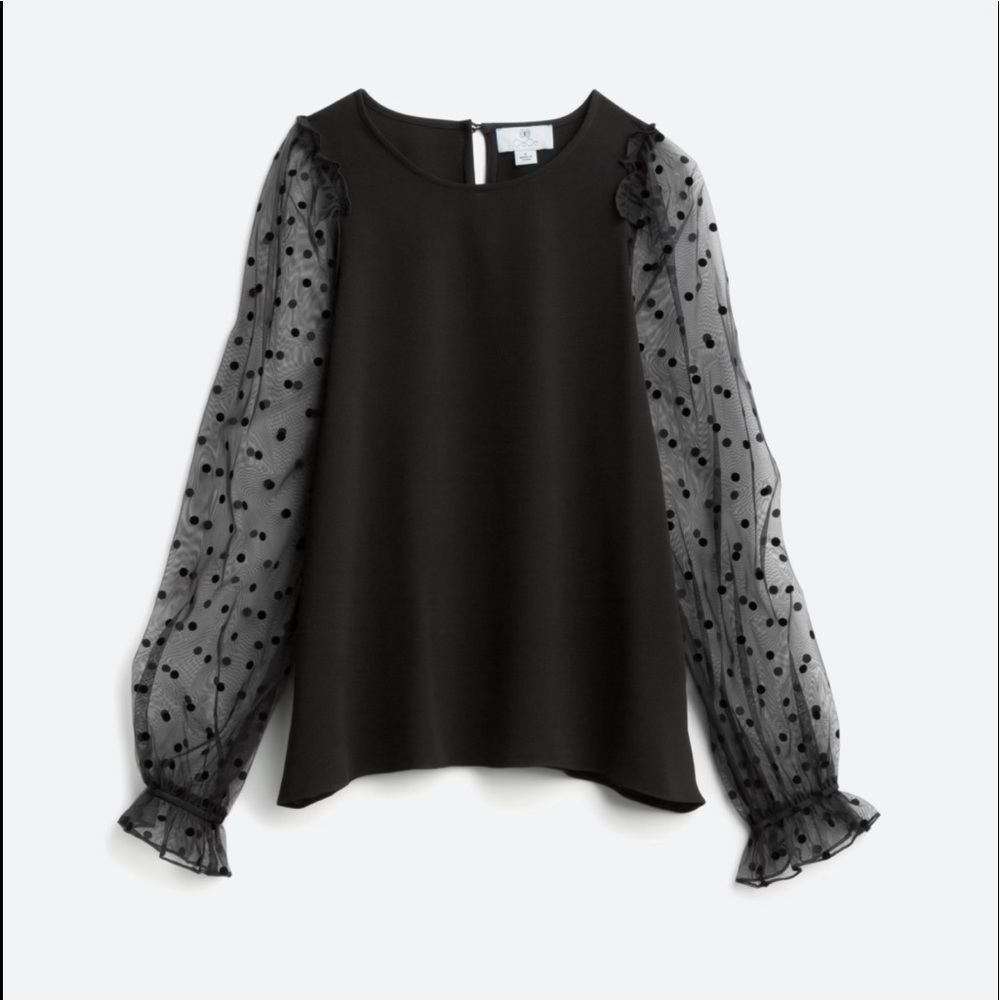 NWT Cece sportswear Hodelle sheer sleeve blouse Medium